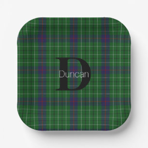 Duncan Clan Plaid Monogram Paper Napkins Paper Plate
