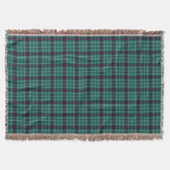 Duncan Clan Royal Blue and Turquoise Modern Tartan Throw Blanket (Front)