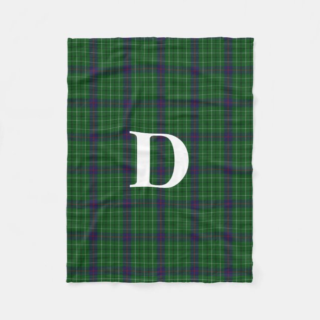 Duncan Clan Tartan Plaid Monogram Fleece Blanket (Front)