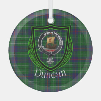 Duncan Scottish Clan Tartan & Crest Glass Ornament