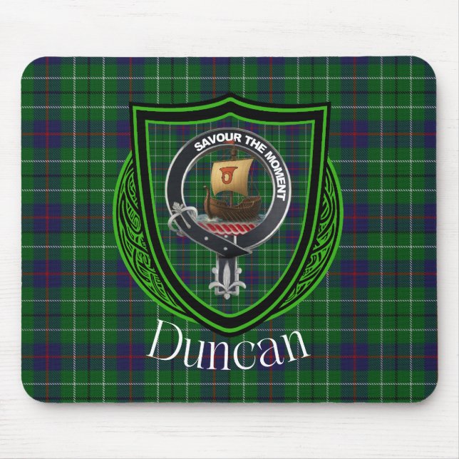 Duncan Scottish Clan Tartan & Crest Mouse Pad (Front)