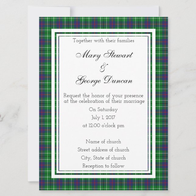 Duncan Scottish Wedding Invitation (Front)