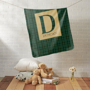 Duncan Tartan Monogram D  Baby Blanket