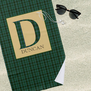 Duncan Tartan Monogram D  Beach Towel