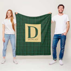 Duncan Tartan Monogram D Fleece Blanket