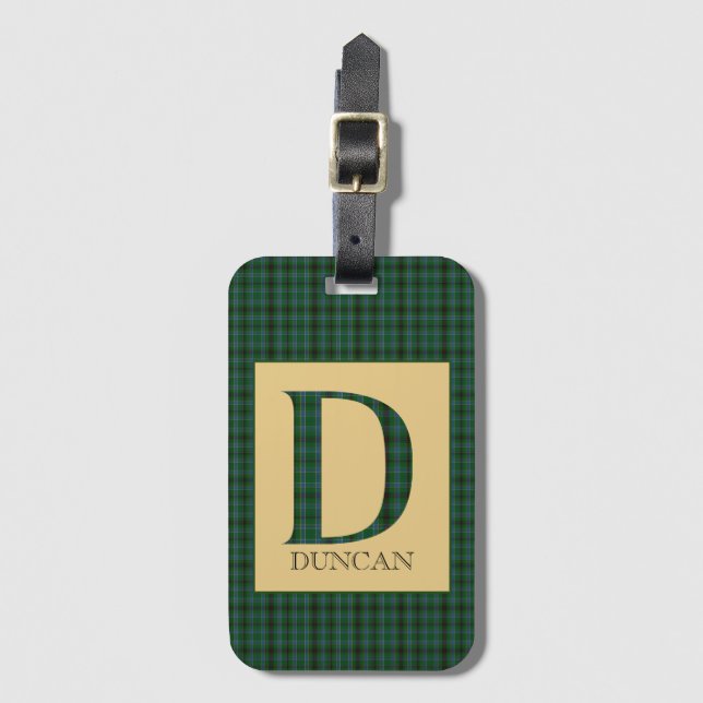 Duncan Tartan Monogram D Luggage Tag (Front Vertical)