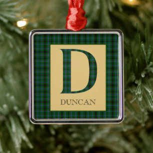 Duncan Tartan Monogram D  Metal Ornament