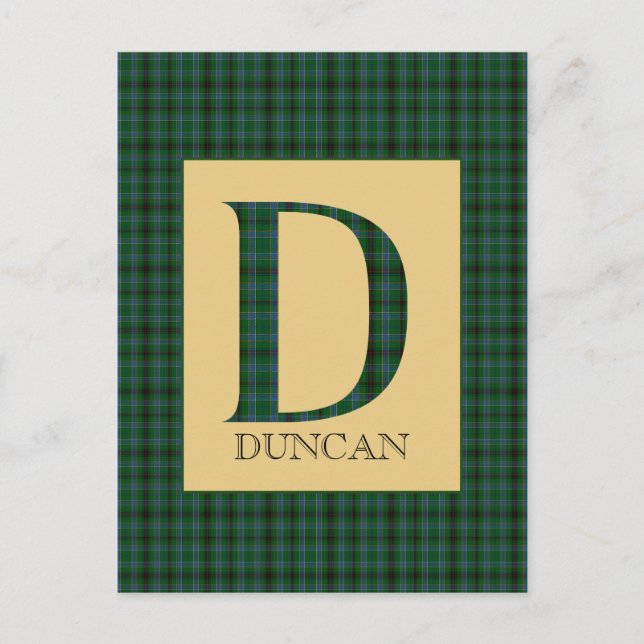 Duncan Tartan Monogram D  Postcard (Front)