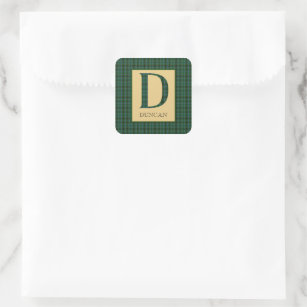 Duncan Tartan Monogram D   Square Sticker
