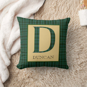 Duncan Tartan Monogram D  Throw Pillow