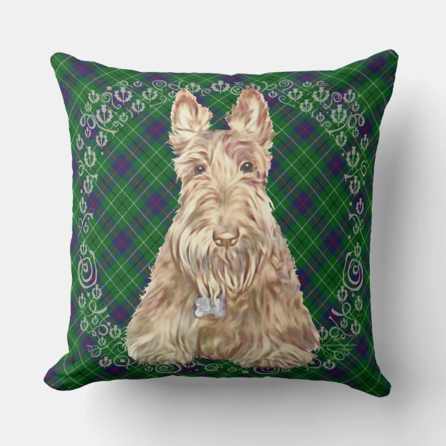 Duncan Tartan Scottie Throw Pillow (Front)