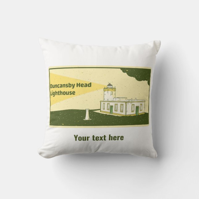 Duncansby Head Lighthouse Throw Pillow (Front)