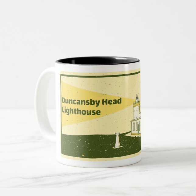 Duncansby Head Lighthouse Two-Tone Coffee Mug (Front Left)