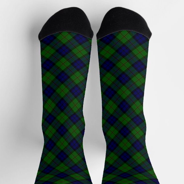 Dundas tartan blue green plaid socks (Top)