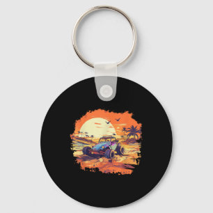 Dune Buggy Clic Beach Car Retro Vintage Sunset Gra Keychain