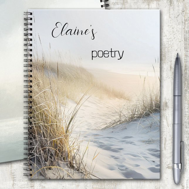 Dune Grass Beach Poetry Notebook (Poetry dream notebook featuring an image of grass on dunes at the beach in a soft sunlight)
