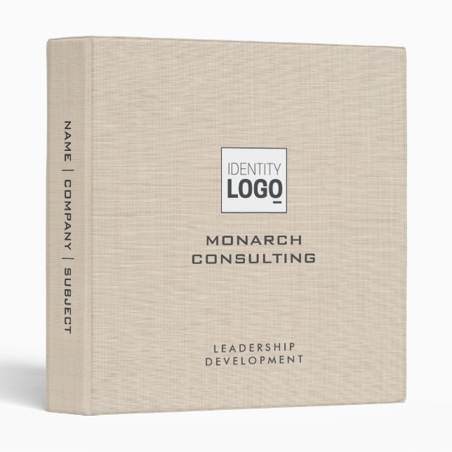 Dune Linen Fabric Texture Simple Custom Logo Binder (Front/Spine)