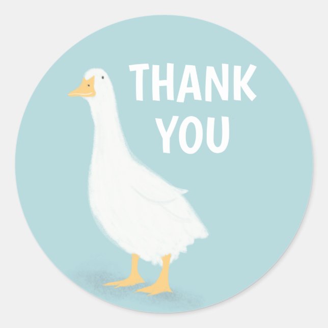 Dune the Duck Thank you Sticker Baby shower Favour (Front)