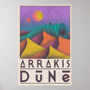 Dune Wall Art Retro Travel Poster Style - Purple