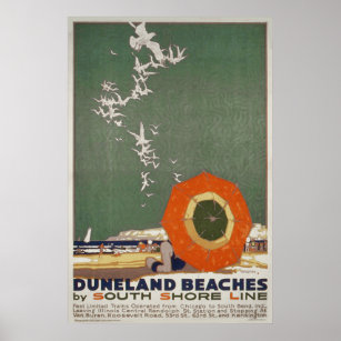Duneland Beaches Vintage Travel Poster