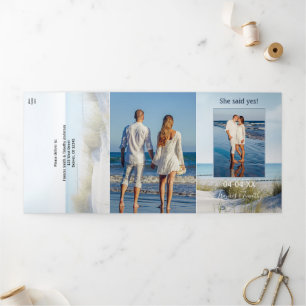 Dunes and Beach 3 Photos All-in-one Wedding Tri-Fold Invitation