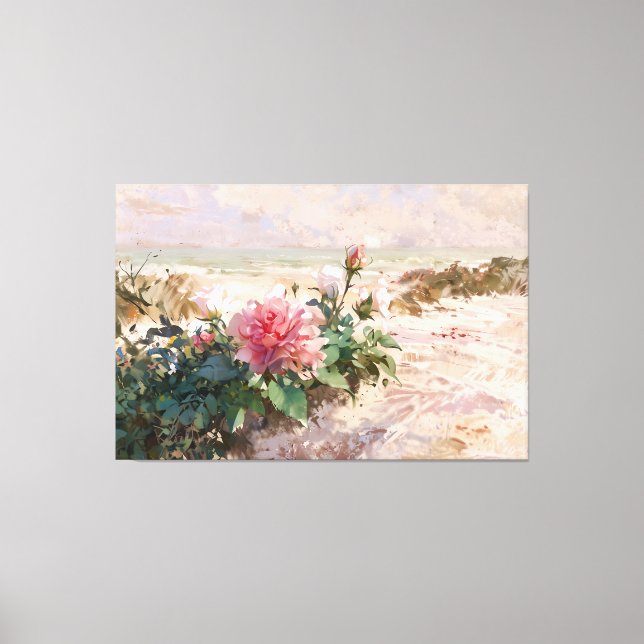 *~* Dunes de plage TV Rose2 toile étirée Impressio (Recto)