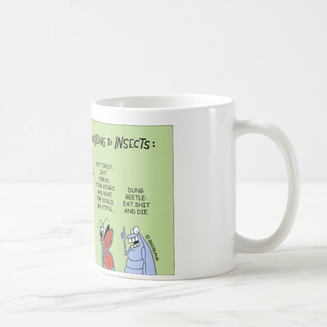 Dung beetle contemplates the meaning of life coffee mug (Right)
