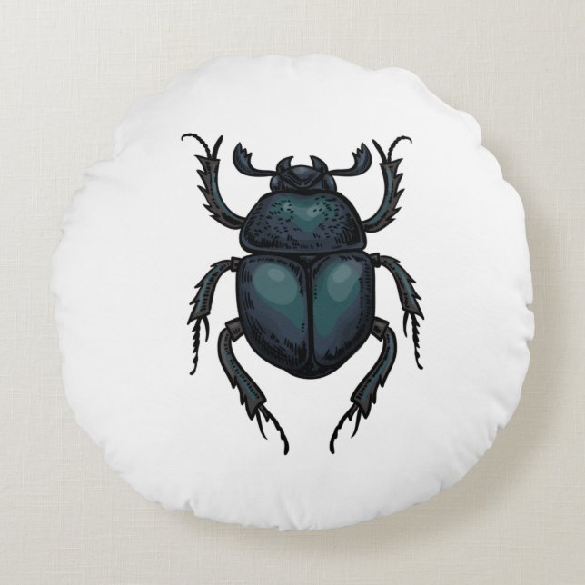 Dung beetle round pillow (Front)