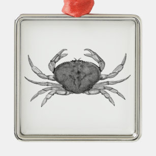 Dungeness Crab Logo (line art) Metal Ornament