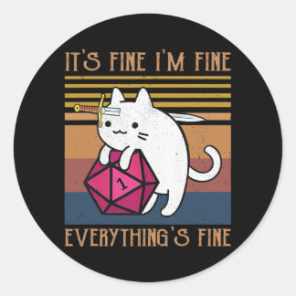 Dungeon Crawler Dragon Master Cat I'm Fine Classic Round Sticker