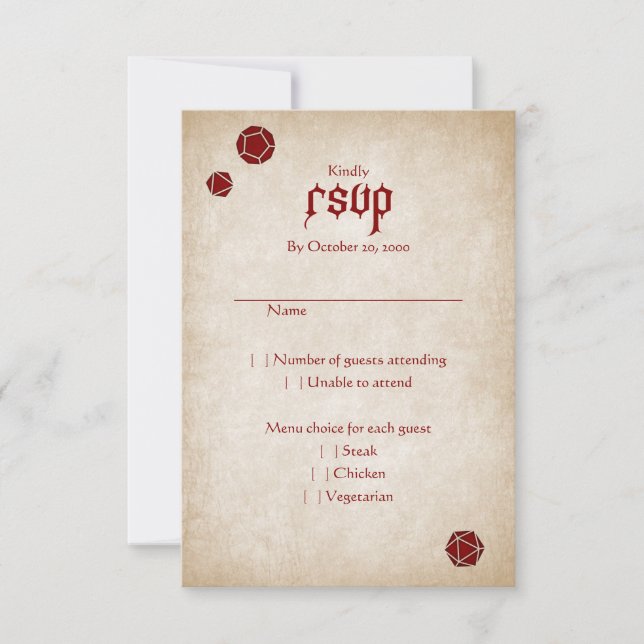 Dungeon Map RPG Gamer Wedding RSVP Card (Front)