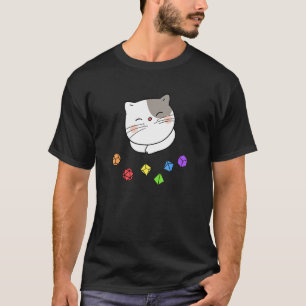 Dungeon Meowster And Nerdy Cat Polyhedral Dice Set T-Shirt
