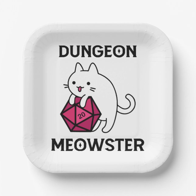 Dungeon Meowster Cat Funny Paper Plate (Front)