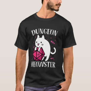 Dungeon Meowster Funny Dnd Gamer Cat D20 T-Shirt