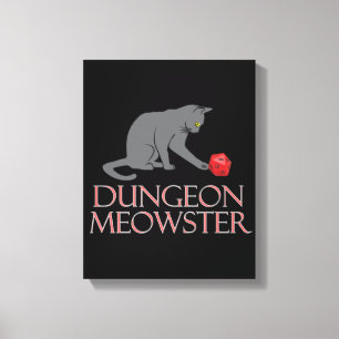 Dungeon Meowster Funny RPG Cat with Dice Canvas Print