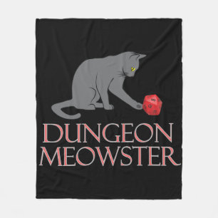 Dungeon Meowster Funny RPG Cat with Dice Fleece Blanket