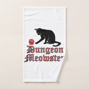 Dungeon Meowster Funny RPG Cat with Dice Hand Towel
