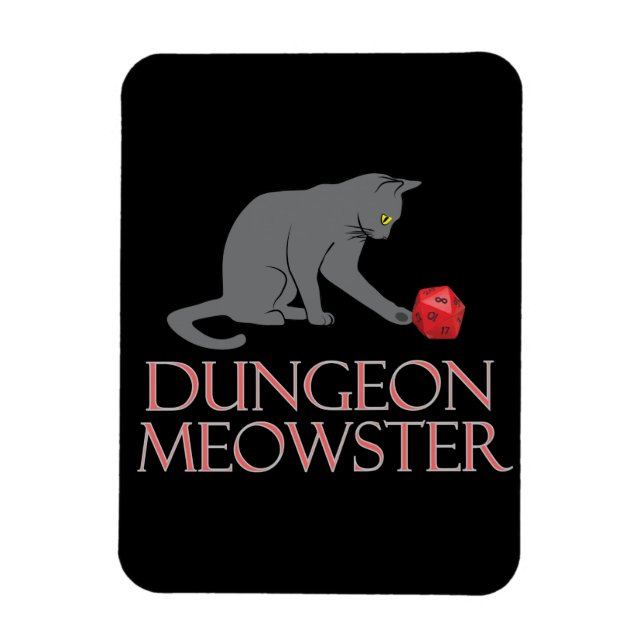 Dungeon Meowster Funny RPG Cat with Dice Magnet (Vertical)