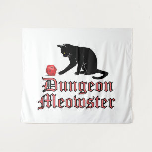 Dungeon Meowster Funny RPG Cat with Dice Tapestry