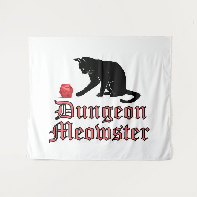 Dungeon Meowster Funny RPG Cat with Dice Tapestry (Front (Horizontal))
