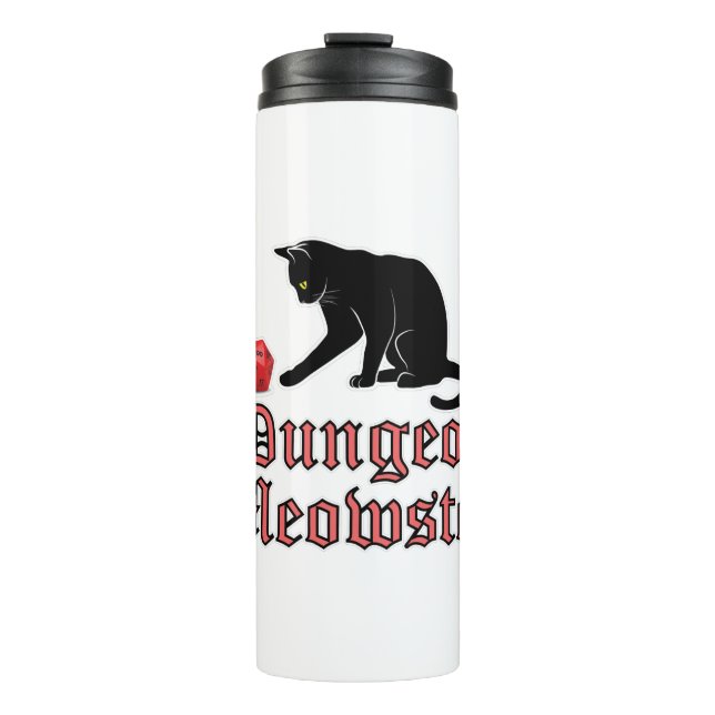 Dungeon Meowster Funny RPG Cat with Dice Thermal Tumbler (Front)