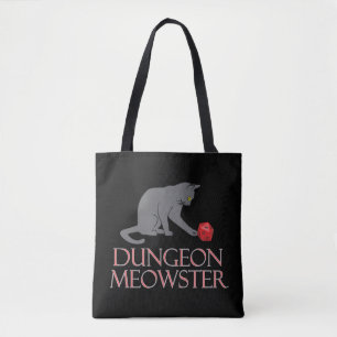 Dungeon Meowster Funny RPG Cat with Dice Tote Bag