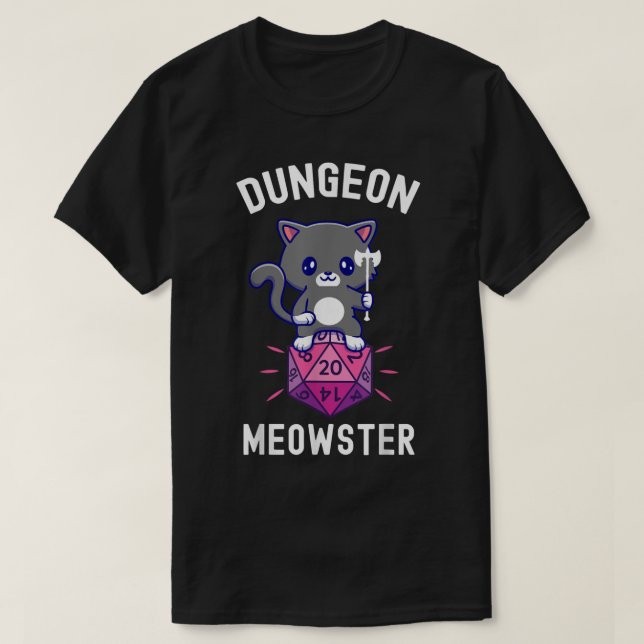Dungeon Meowster RPG Dice Fairy Kawaii Cat  T-Shirt (Design Front)