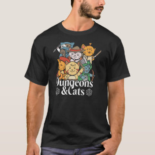 Dungeons And Cats L Funny Rpg Tabletop Game Parody T-Shirt