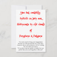 Dungeons & Dragons game invitation 2 sided