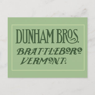 Dunham Bros. Brattleboro, carte postale VT