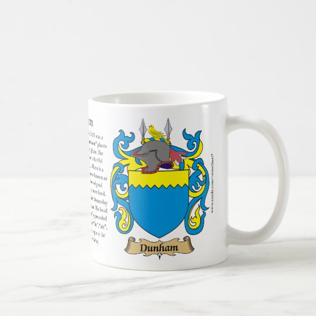 Dunham, the Origin, the Meaning and the Crest Mug (Right)