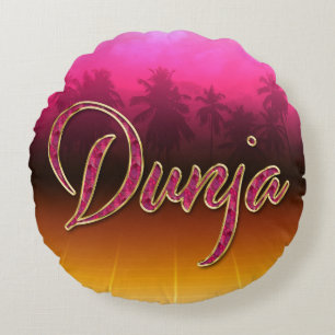 Dunja Vorname Name golden pink Kissen Round Pillow