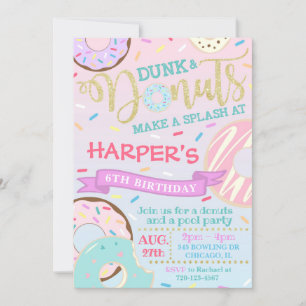 Dunk and Doughnuts Invitation Doughnut Pool Invita