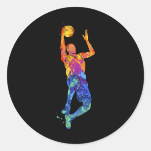 Dunking Basketball Player Basketball Graphic  Classic Round Sticker
